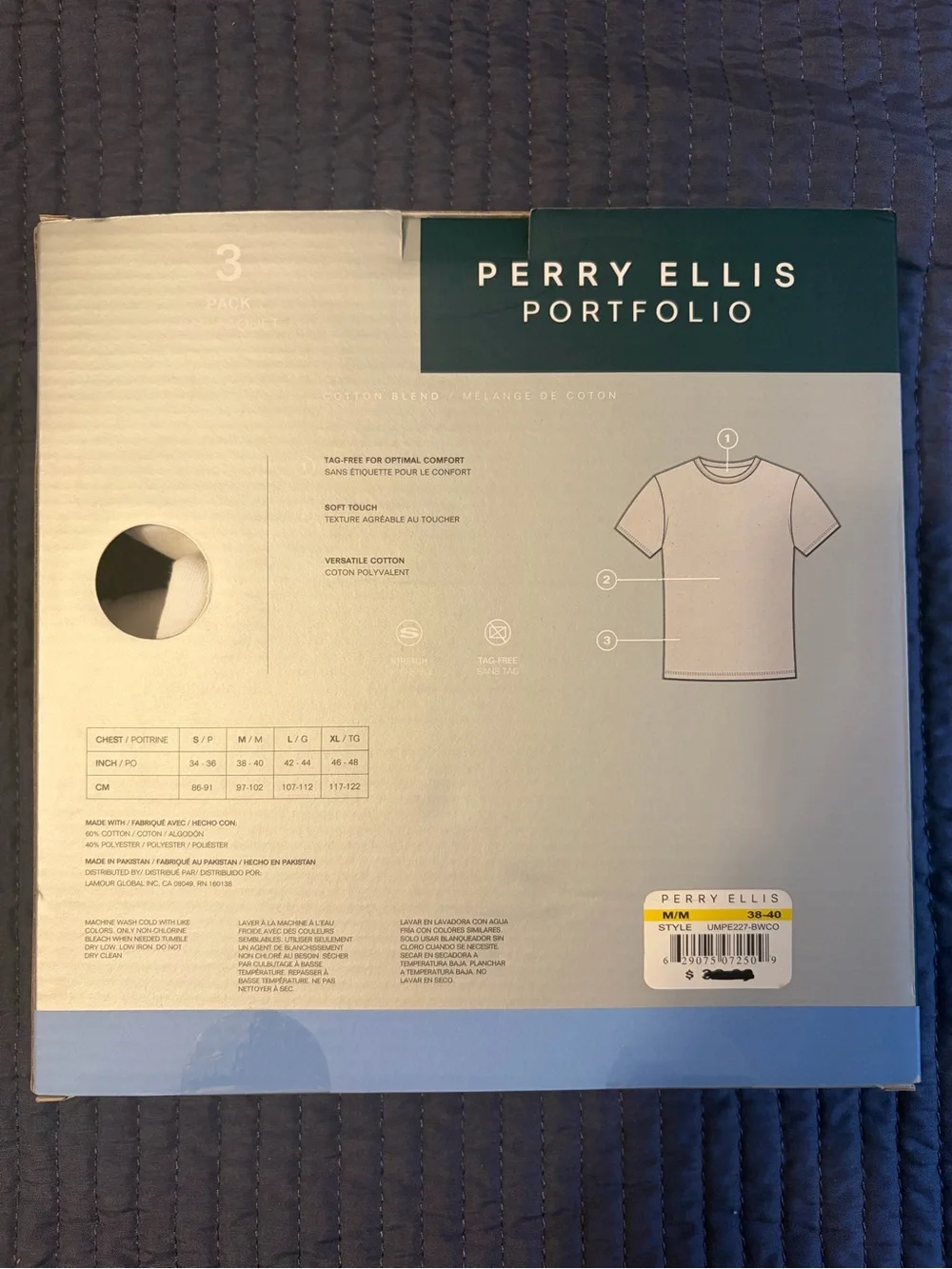 Perry Ellis White Crew Neck 3-Pack T-Shirts